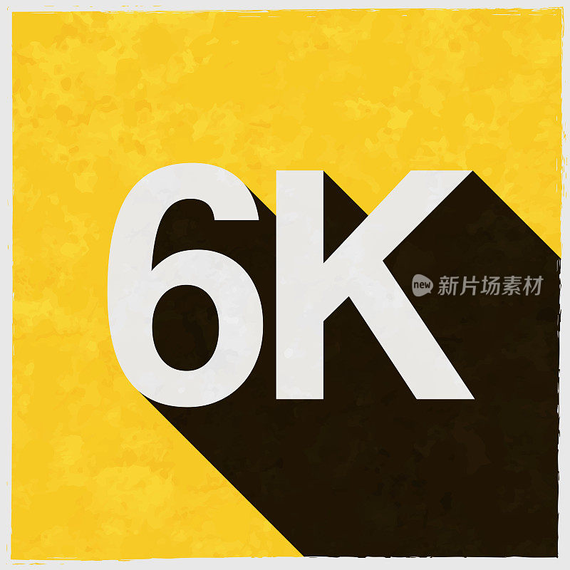 6K, 6000 - 6000。图标与长阴影的纹理黄色背景